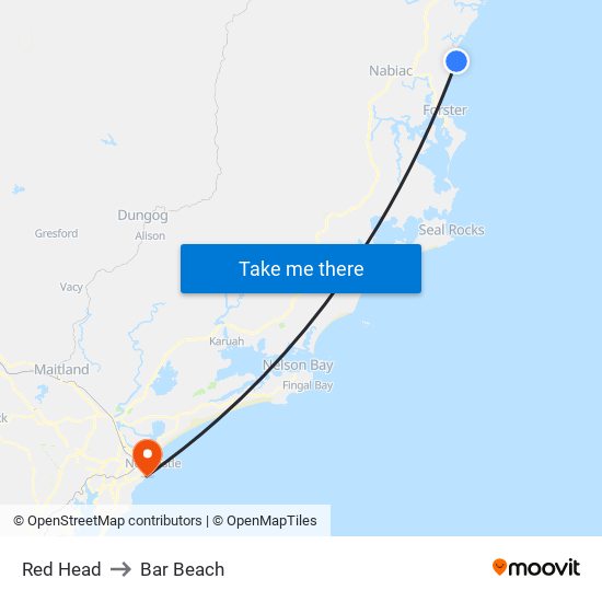 Red Head to Bar Beach map