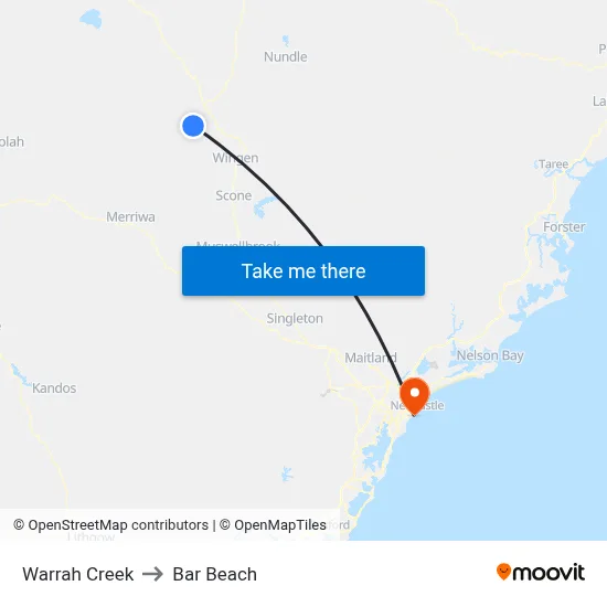 Warrah Creek to Bar Beach map