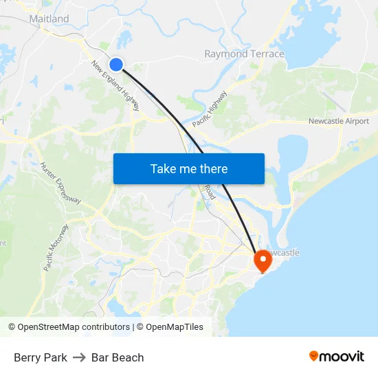 Berry Park to Bar Beach map