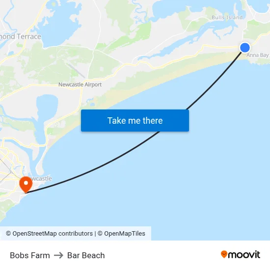 Bobs Farm to Bar Beach map
