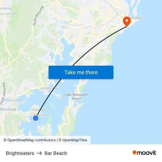 Brightwaters to Bar Beach map