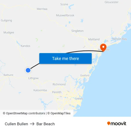 Cullen Bullen to Bar Beach map