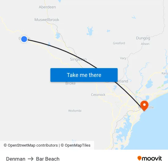 Denman to Bar Beach map