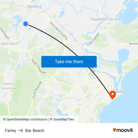 Farley to Bar Beach map