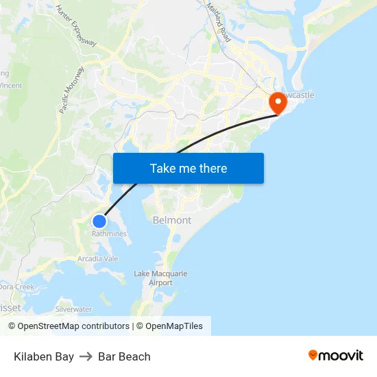 Kilaben Bay to Bar Beach map