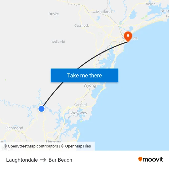 Laughtondale to Bar Beach map