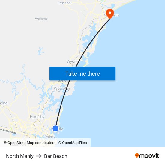 North Manly to Bar Beach map
