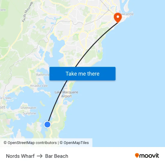 Nords Wharf to Bar Beach map