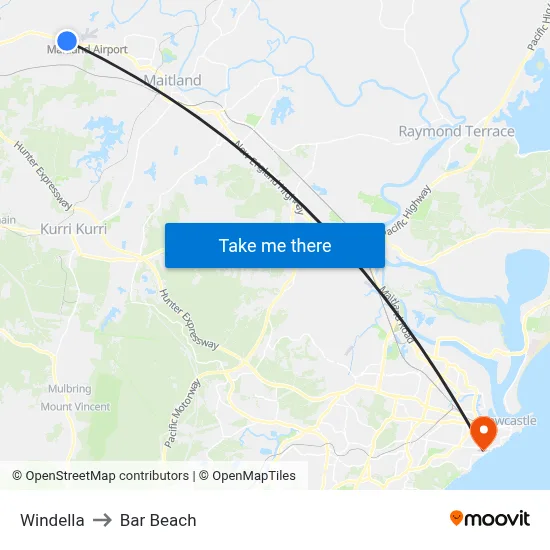 Windella to Bar Beach map