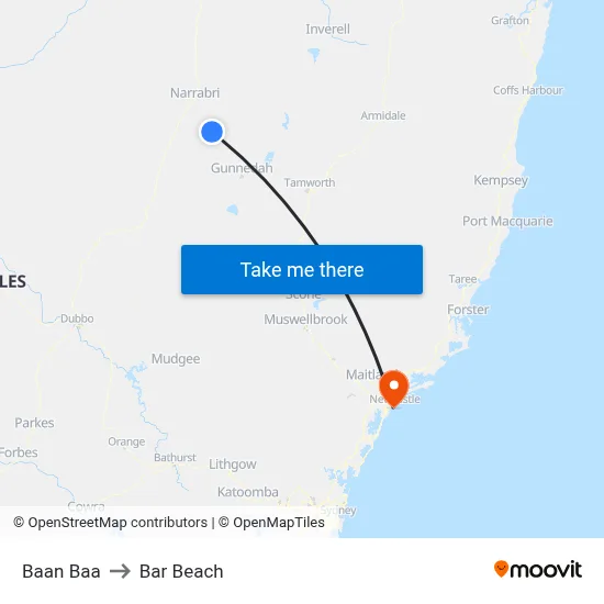 Baan Baa to Bar Beach map