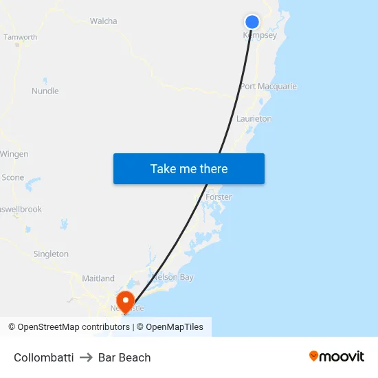 Collombatti to Bar Beach map