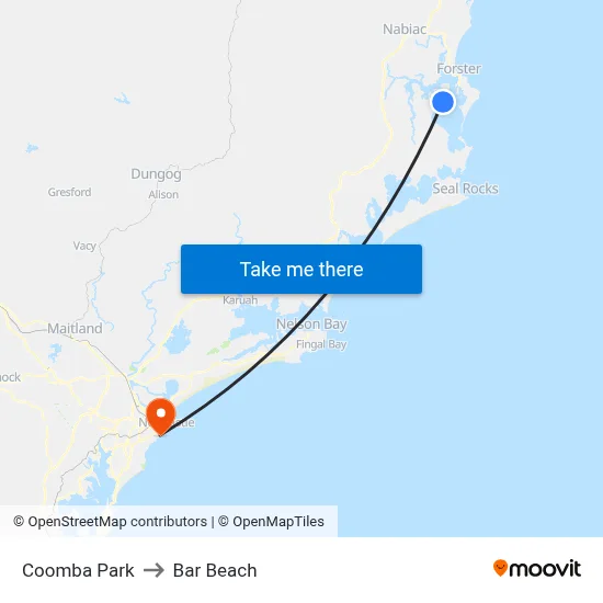 Coomba Park to Bar Beach map