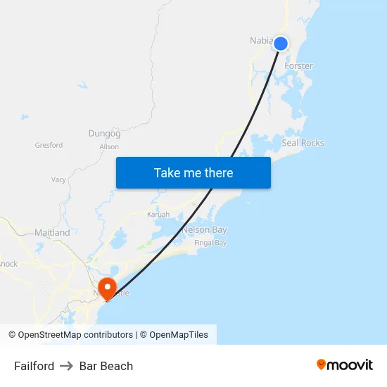 Failford to Bar Beach map