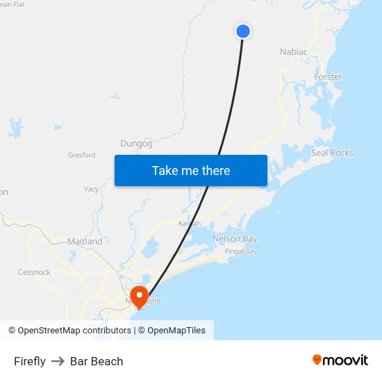 Firefly to Bar Beach map