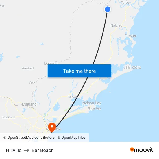Hillville to Bar Beach map