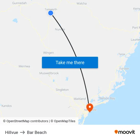 Hillvue to Bar Beach map