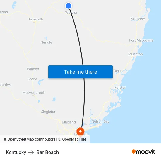 Kentucky to Bar Beach map
