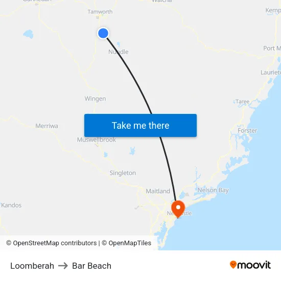 Loomberah to Bar Beach map