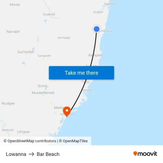 Lowanna to Bar Beach map