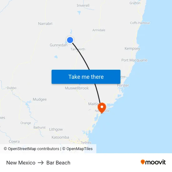 New Mexico to Bar Beach map