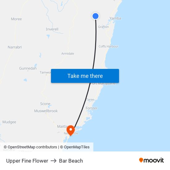 Upper Fine Flower to Bar Beach map