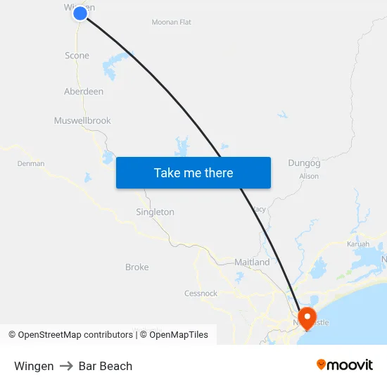 Wingen to Bar Beach map