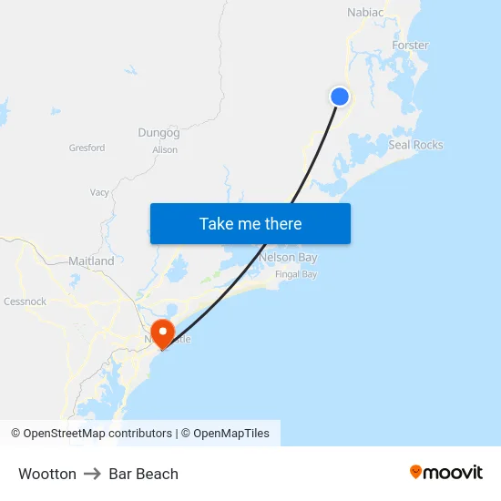 Wootton to Bar Beach map