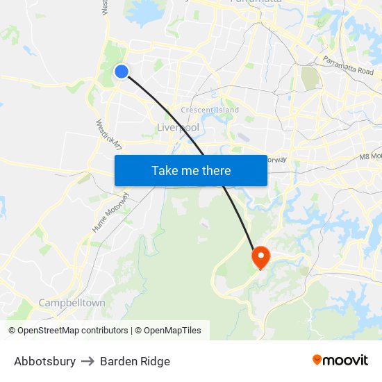 Abbotsbury to Barden Ridge map