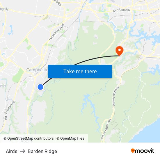 Airds to Barden Ridge map