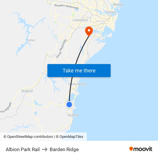 Albion Park Rail to Barden Ridge map