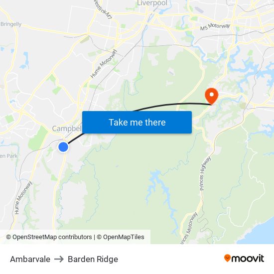 Ambarvale to Barden Ridge map