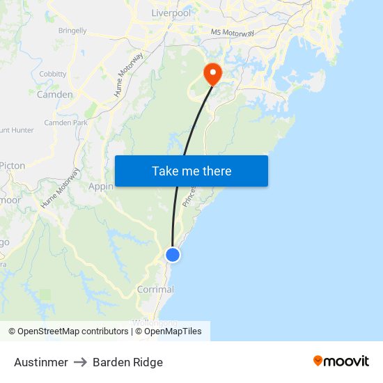 Austinmer to Barden Ridge map