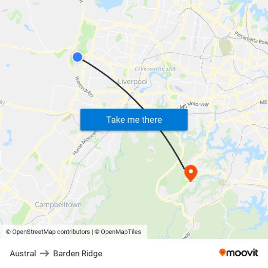 Austral to Barden Ridge map