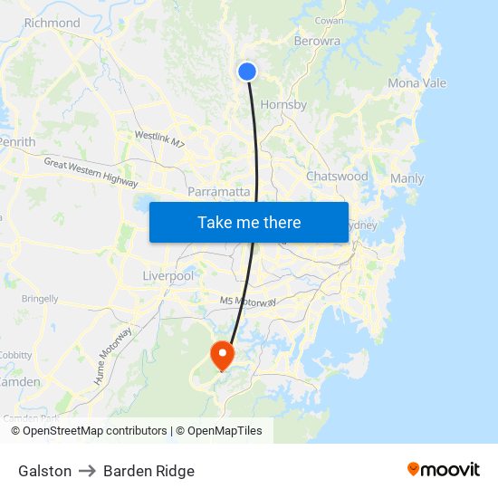 Galston to Barden Ridge map