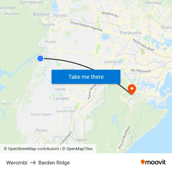 Werombi to Barden Ridge map