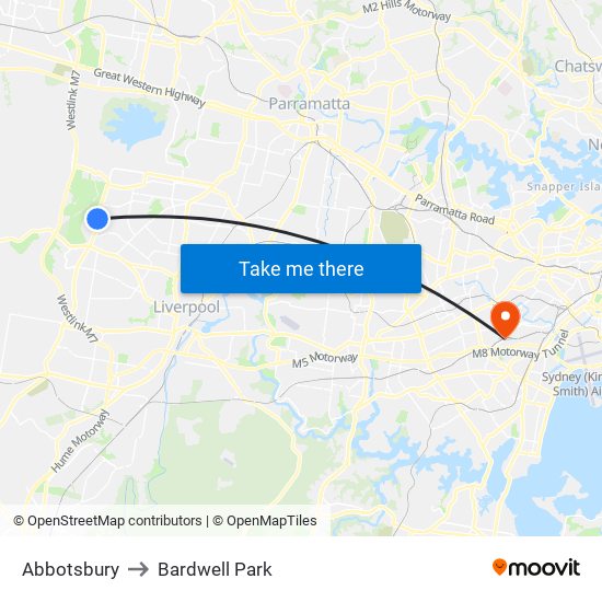 Abbotsbury to Bardwell Park map