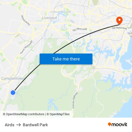 Airds to Bardwell Park map