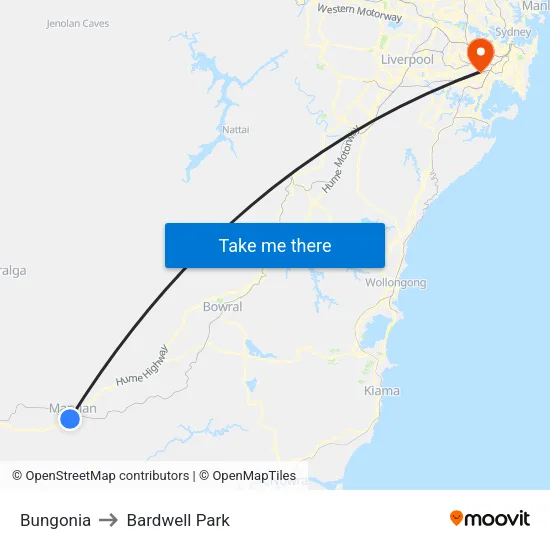 Bungonia to Bardwell Park map