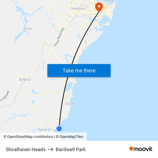 Shoalhaven Heads to Bardwell Park map