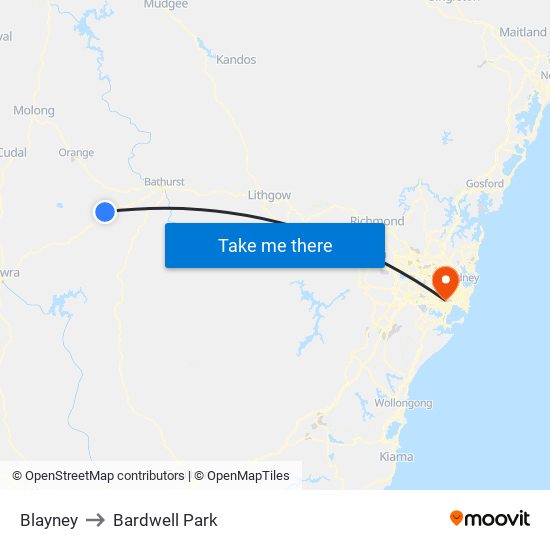 Blayney to Bardwell Park map