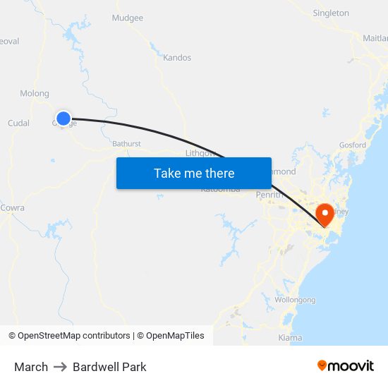 March to Bardwell Park map