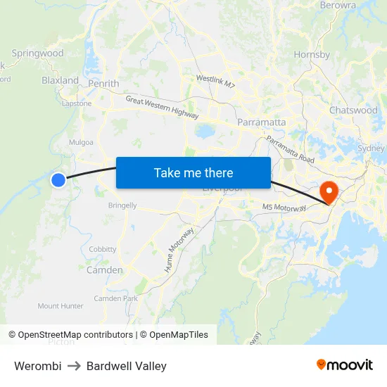 Werombi to Bardwell Valley map