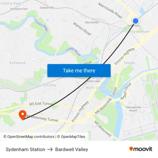 Sydenham Station to Bardwell Valley map