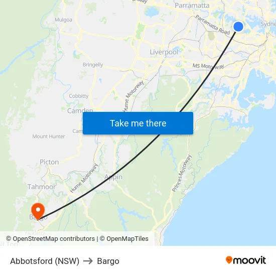 Abbotsford (NSW) to Bargo map