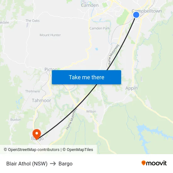 Blair Athol (NSW) to Bargo map