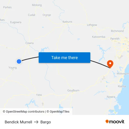 Bendick Murrell to Bargo map