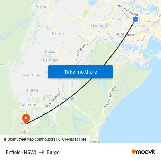 Enfield (NSW) to Bargo map