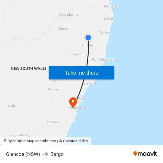 Glencoe (NSW) to Bargo map