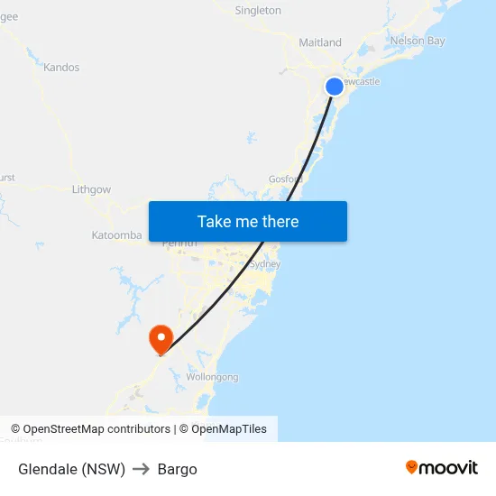 Glendale (NSW) to Bargo map