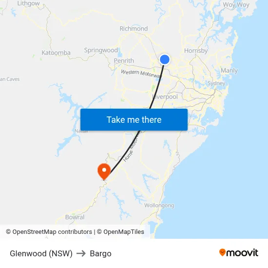 Glenwood (NSW) to Bargo map